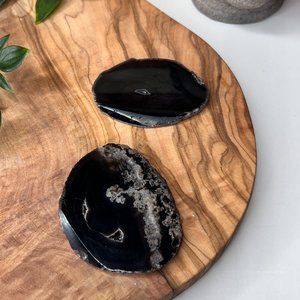 Set of Agate Black Crystal Slices - Black Agate Thin Slices - Confidence Stone